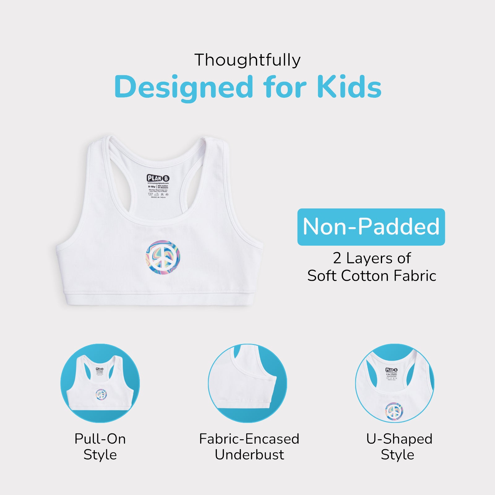 Peace Out Double Layered Sports Bra - Racer Back