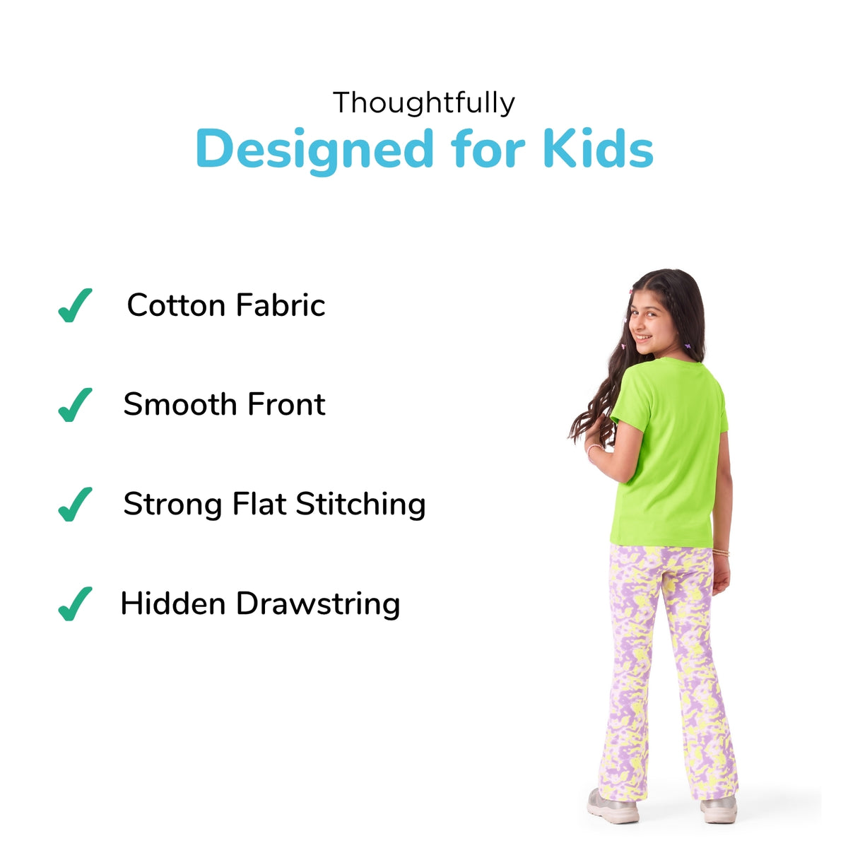 Flared Leggings & Green Smiley T-shirt Set