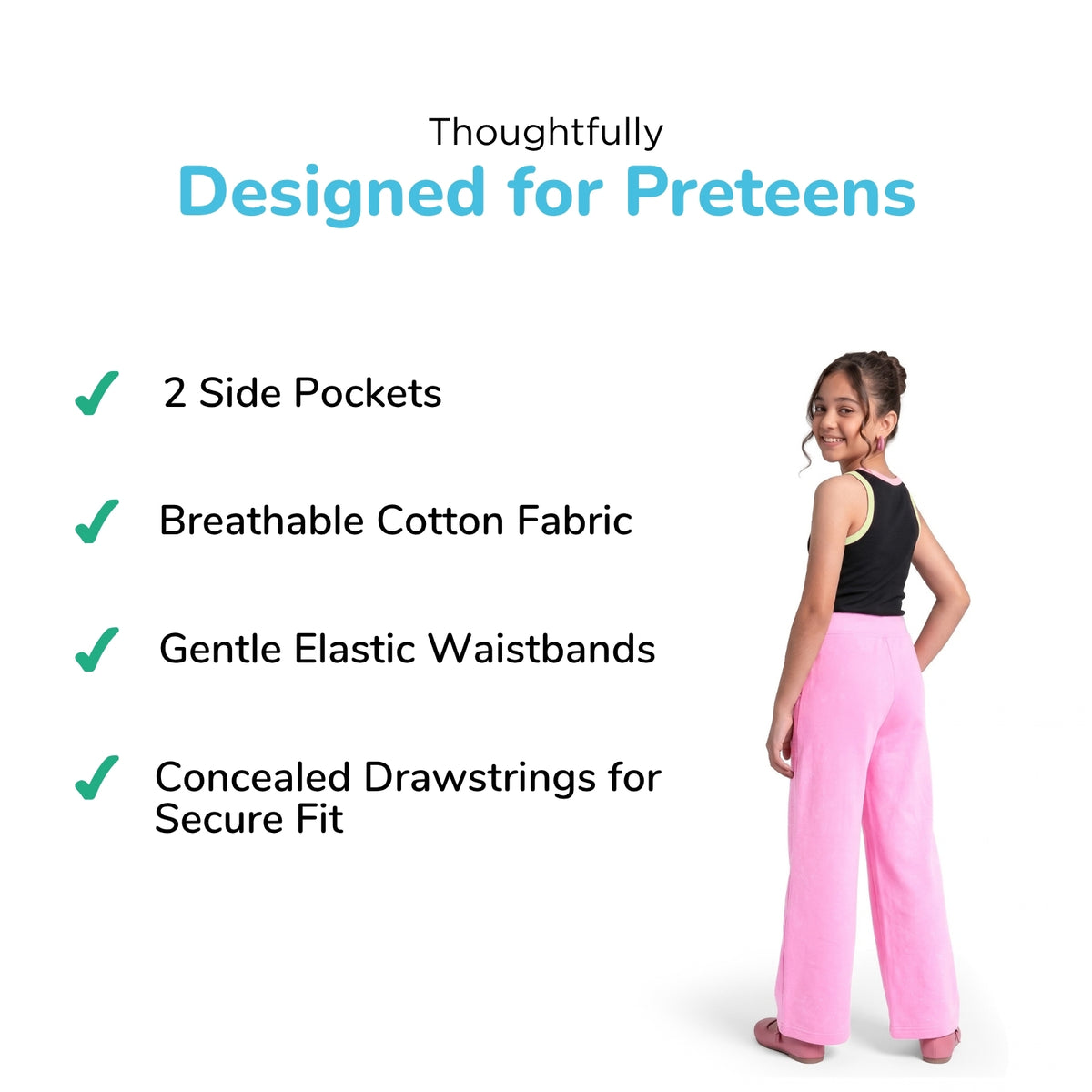 Pink Wide Leg Pants & Black Sleeveless Padded Top Set