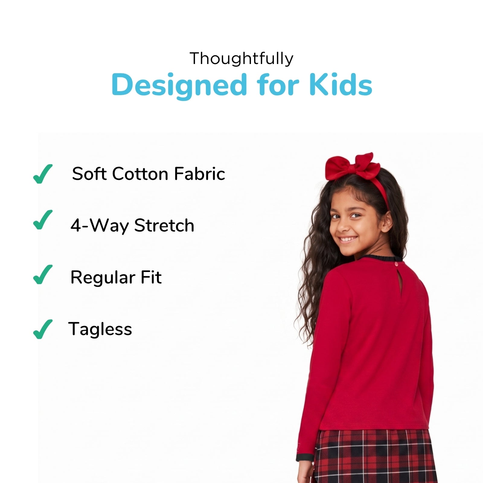 Tartan Star Red Full Sleeve T-Shirt