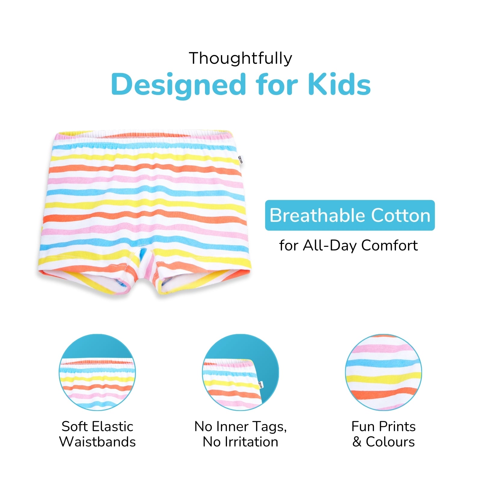 Multi Coloured Striped Girl Boxer