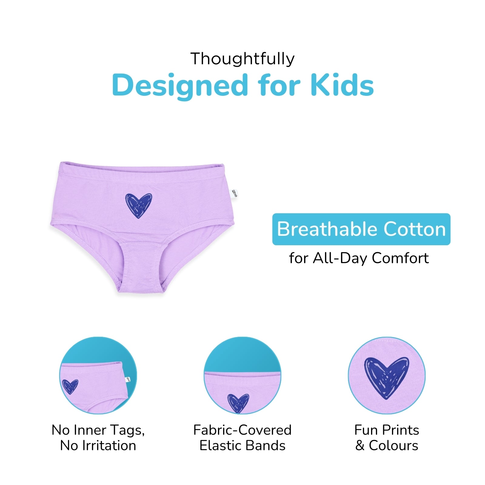 All Hearts Lavender Preteen Hipsters