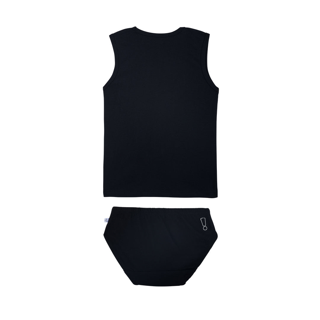 Black Underwear & Vest Set