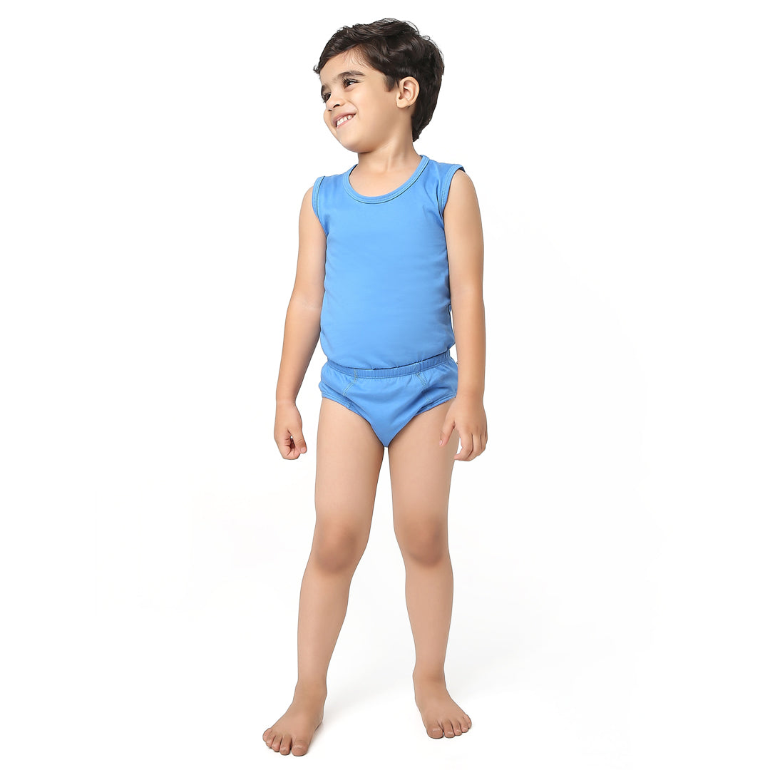 Blue Underwear & Vest Set