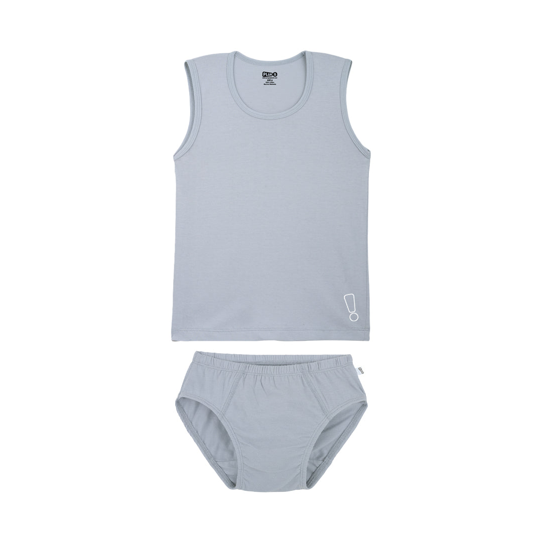 Grey Underwear & Vest Set