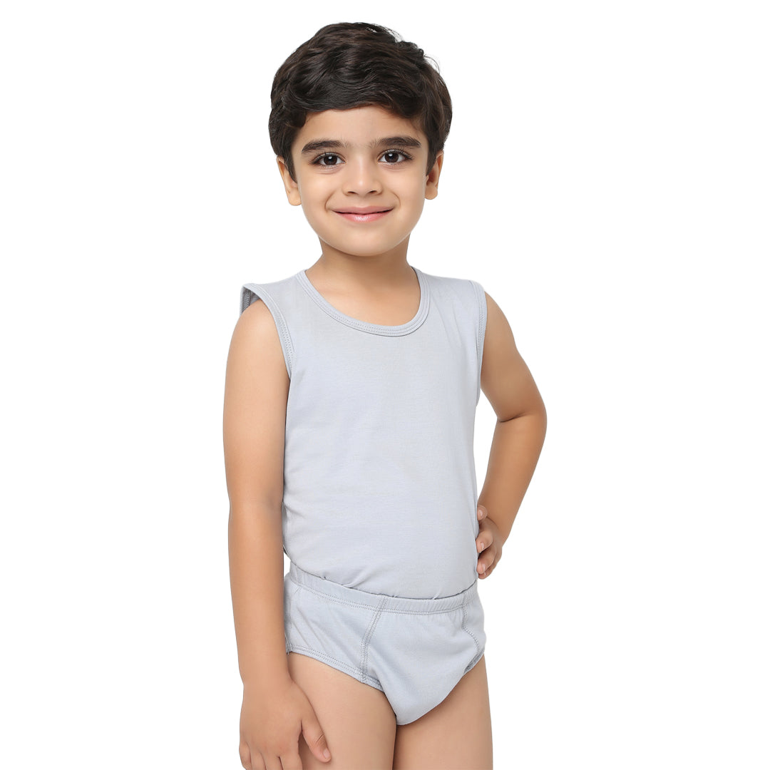 Grey Underwear & Vest Set