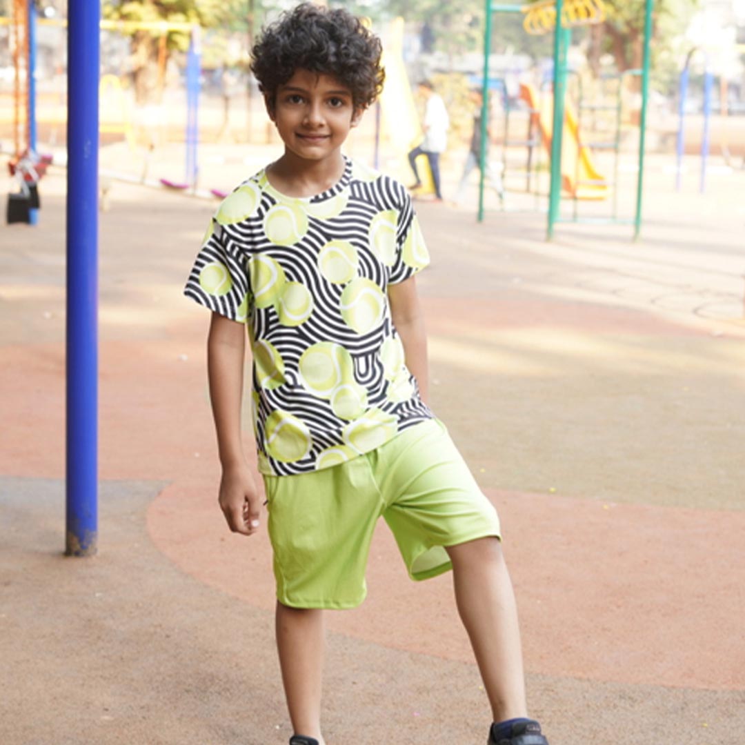 Tennis Pro Dry Fit Tshirt & Lime Shorts Set