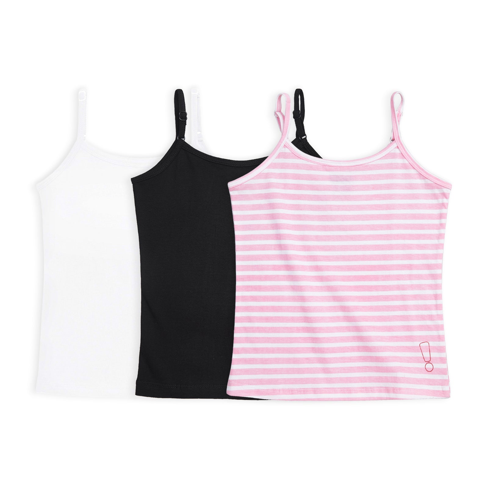 Black, White & Pink Stripes 3-Pack Camisoles