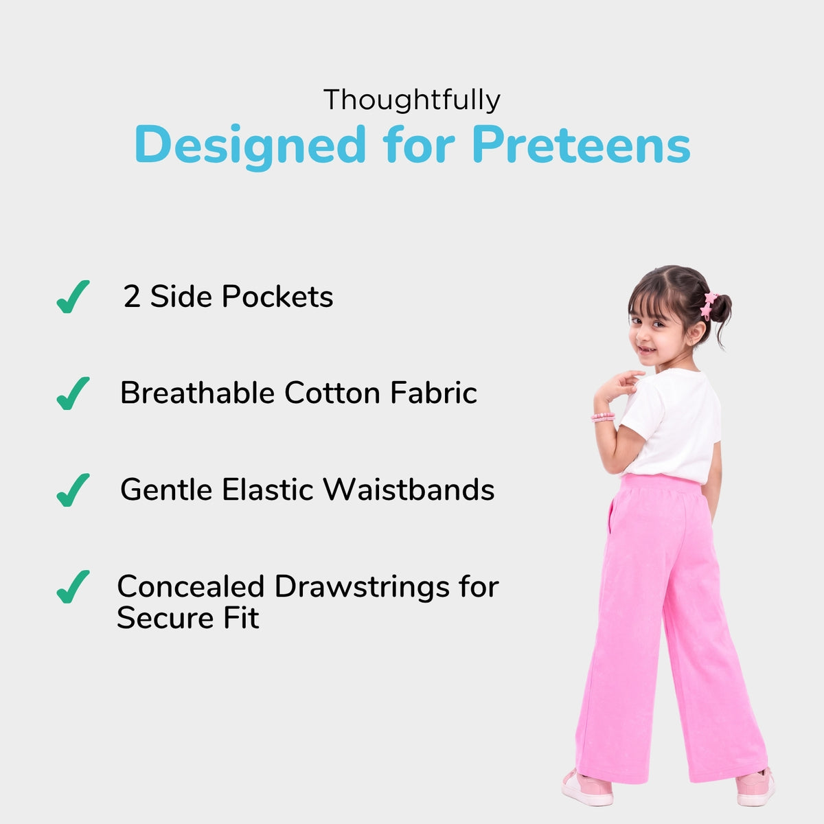 Wide Leg Pants & T-shirt Set - Pink Bow
