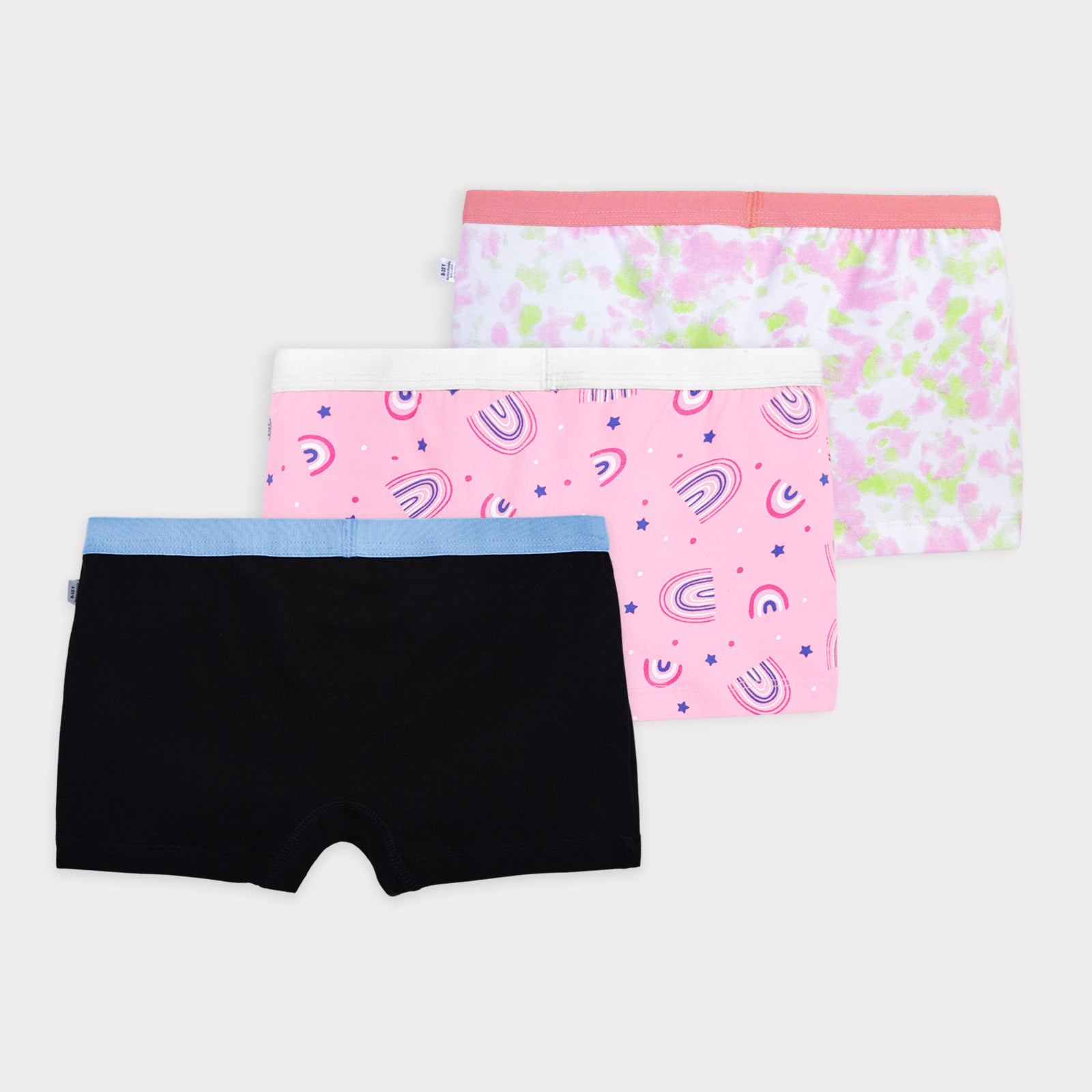 Black, Pink & White 3-Pack Preteen Trunks