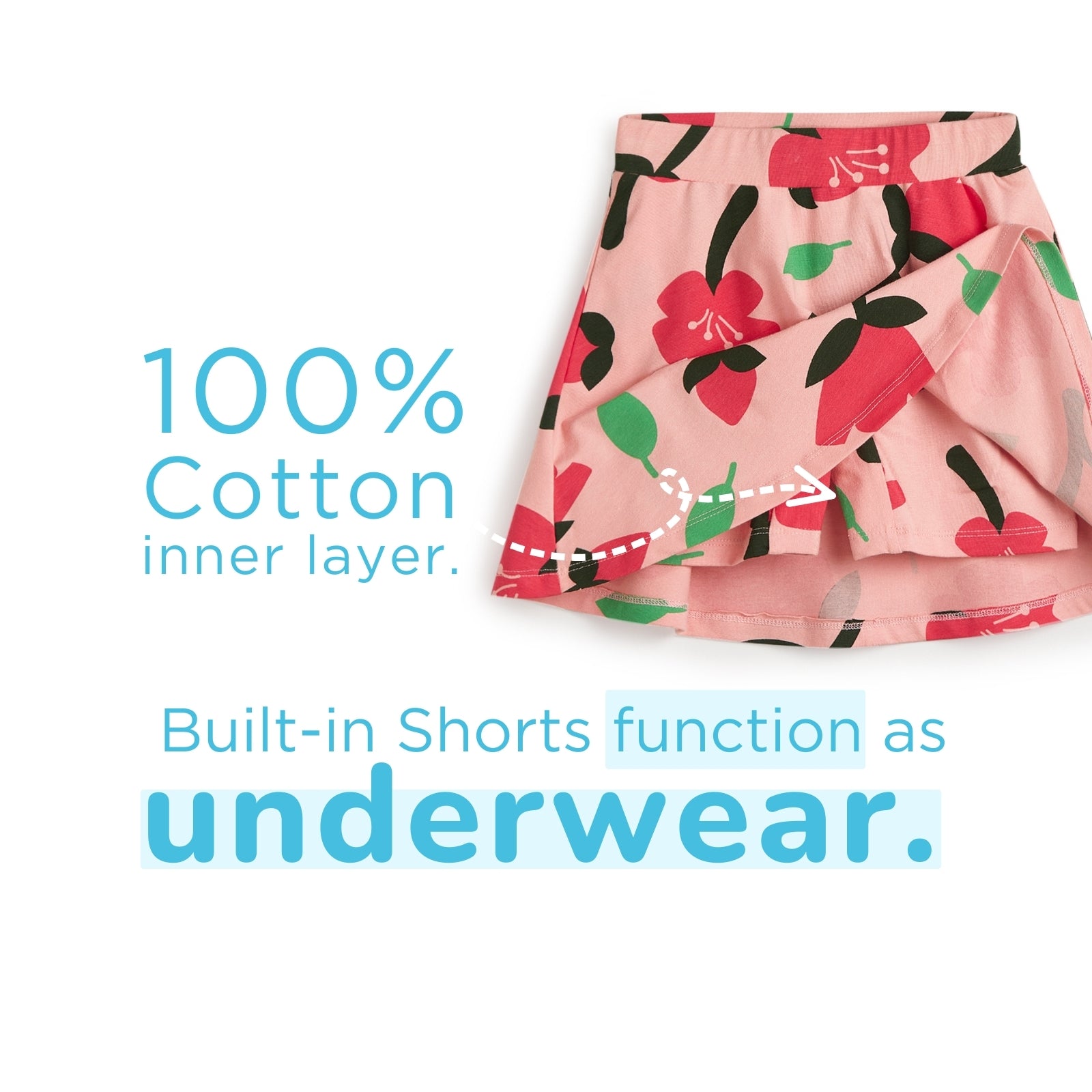 Cherry Blossom Skater Skirt with Inner Shorts