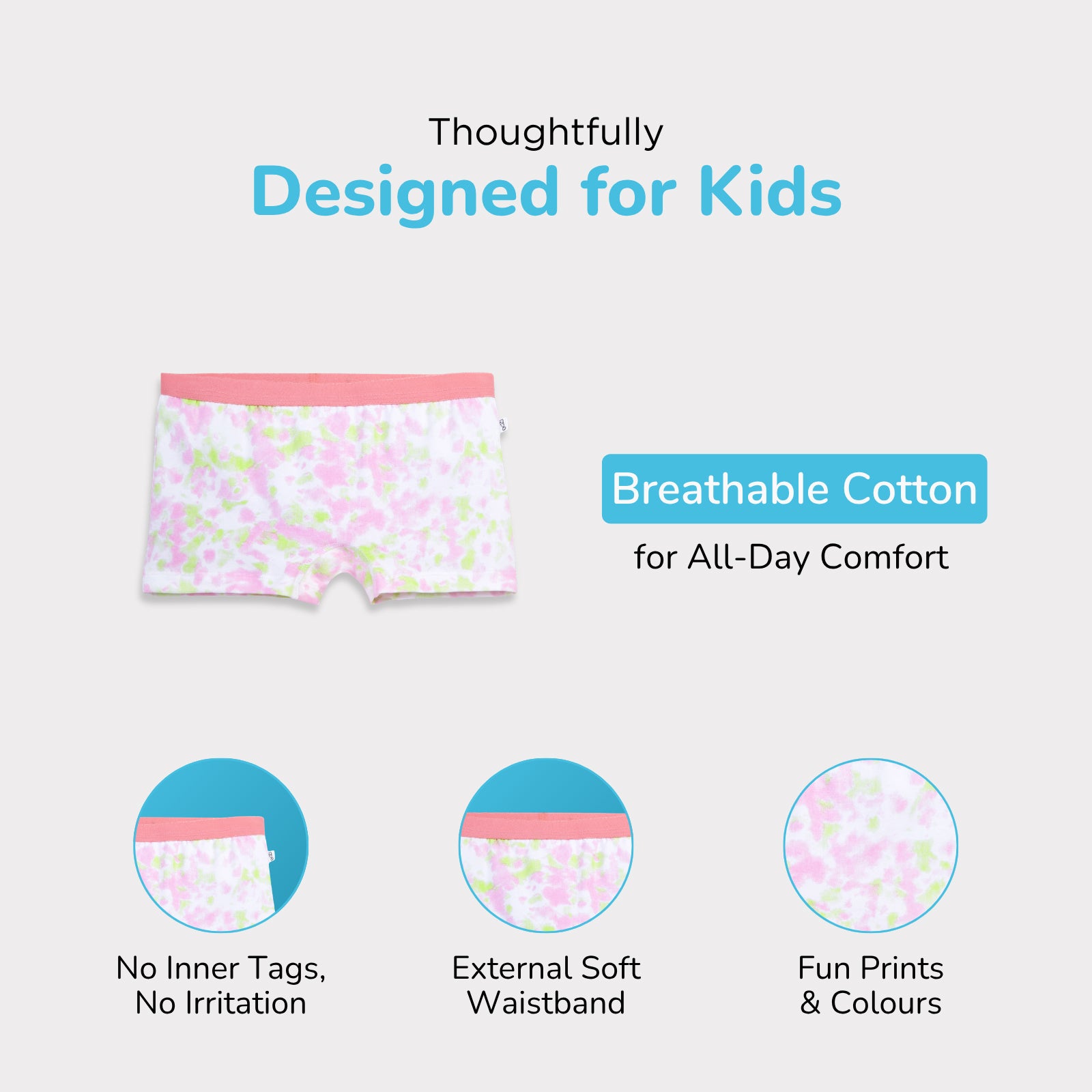 White TieDye Preteen Trunks