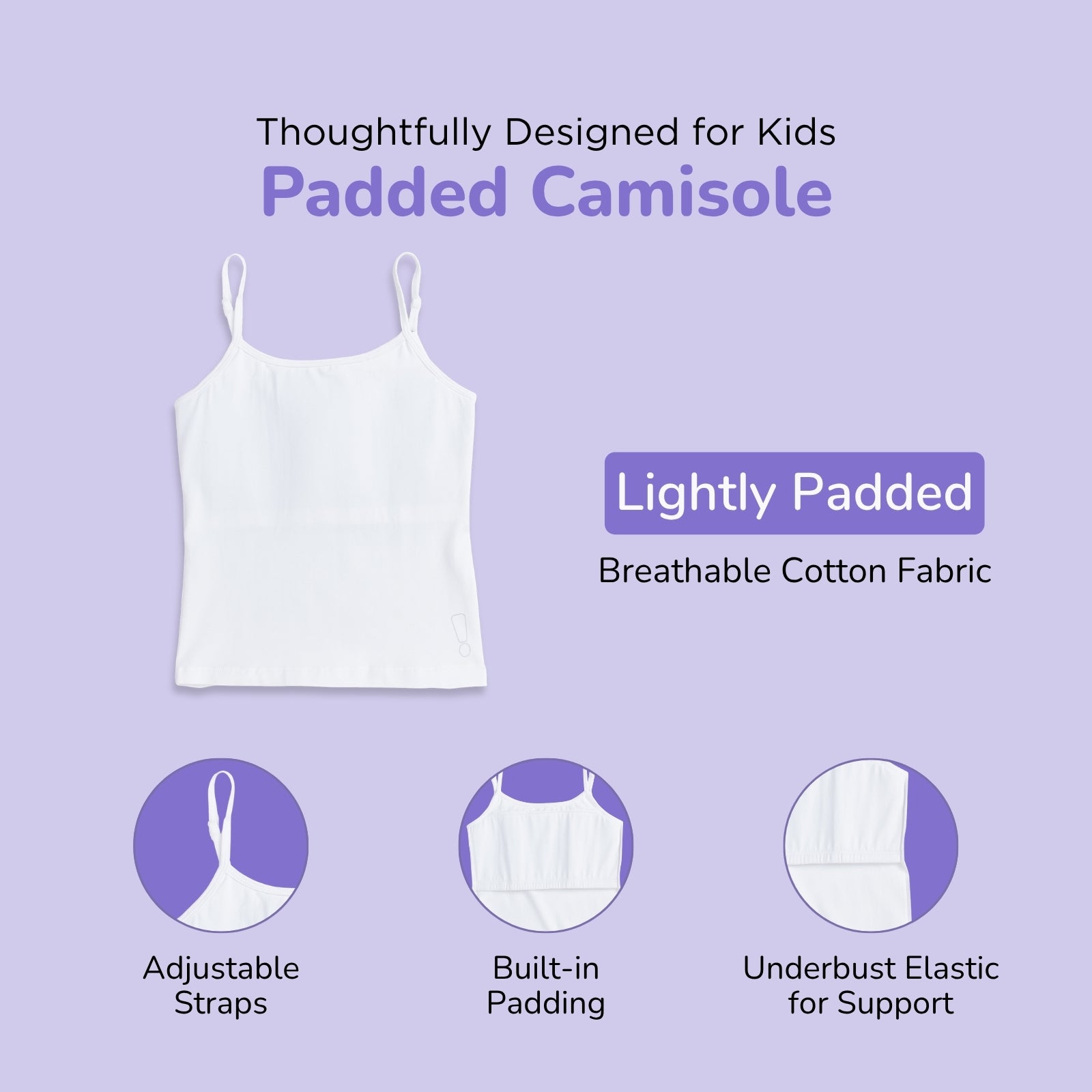 Preteen Starter Pack - Padded Camisole, Training Bra & Trunks - White