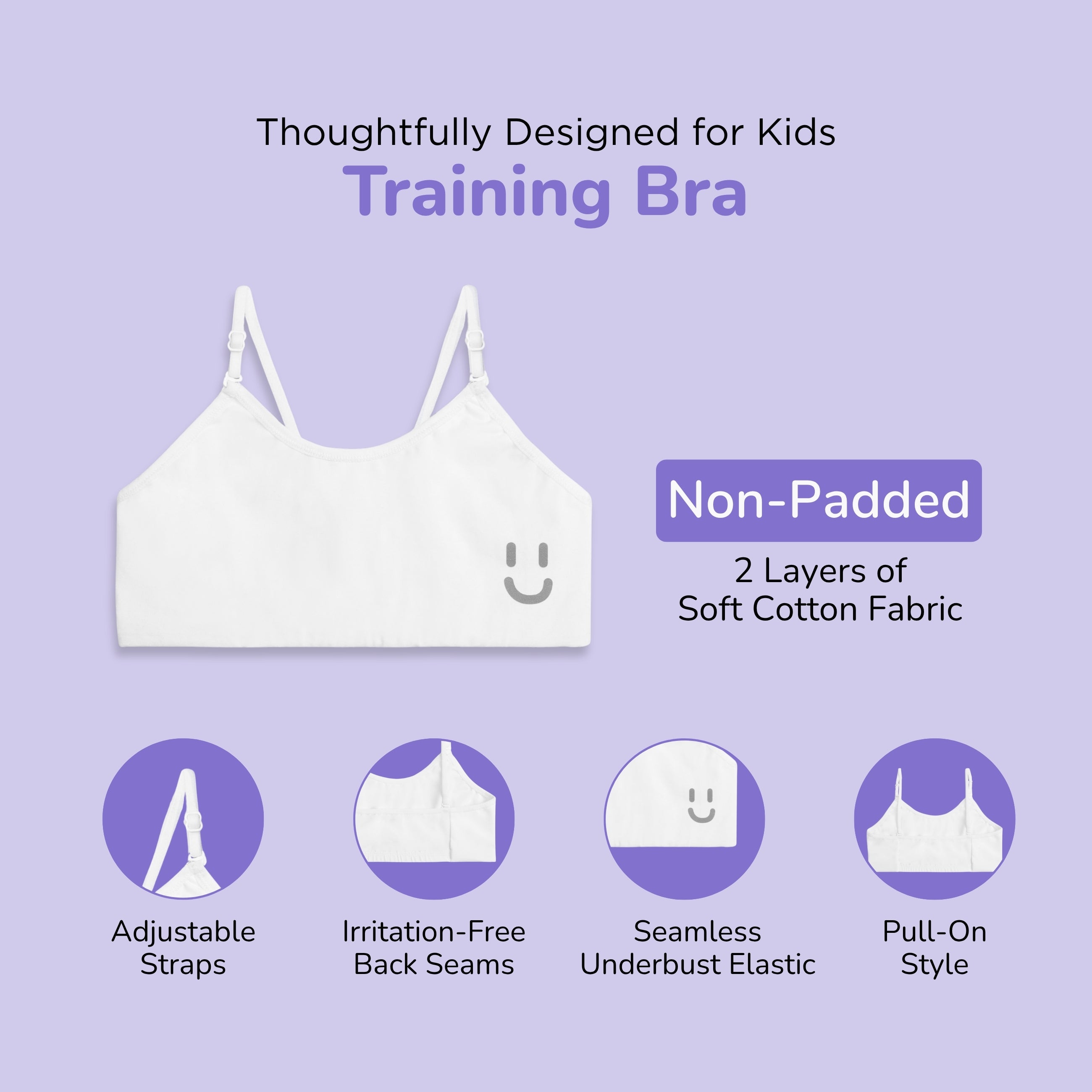 Preteen Starter Pack - Padded Camisole, Training Bra & Trunks - White