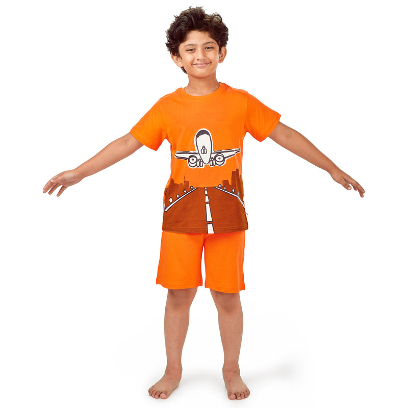 Aeroplane Shorts & Tee Nightsuit - Glow  in the Dark