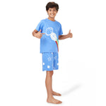 Space Tee & Shorts Nightsuit - Glow in the Dark - Blue