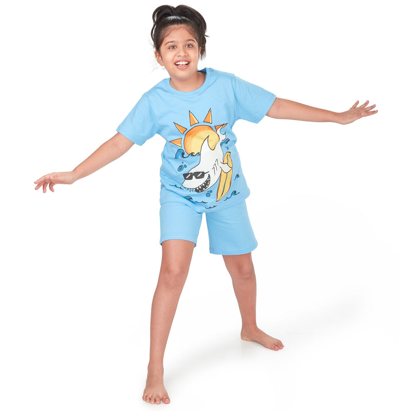 Surfs Up Shorts & Tee Nightsuit - Glow  in the Dark