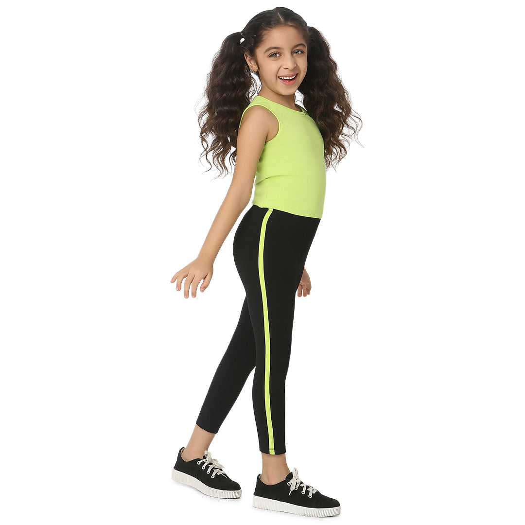 Lime Tank Top & Black Neon Leggings Set
