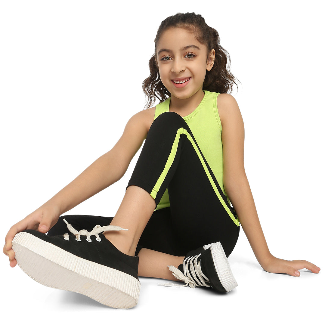 Lime Tank Top & Black Neon Leggings Set