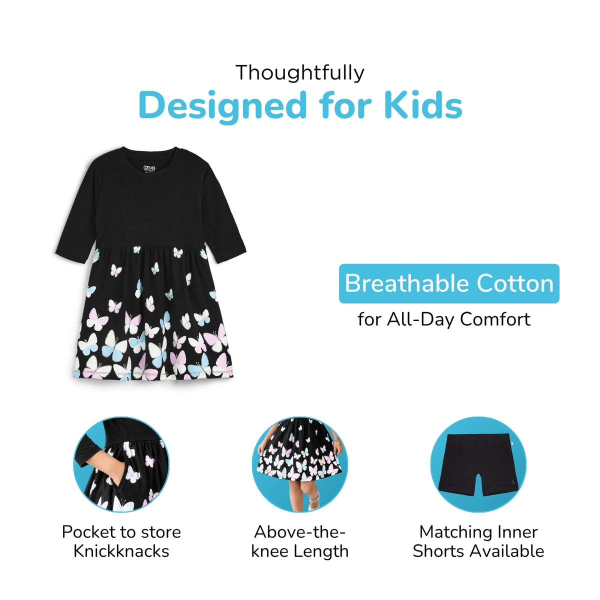 Black Dress with Glittery Butterfly Print