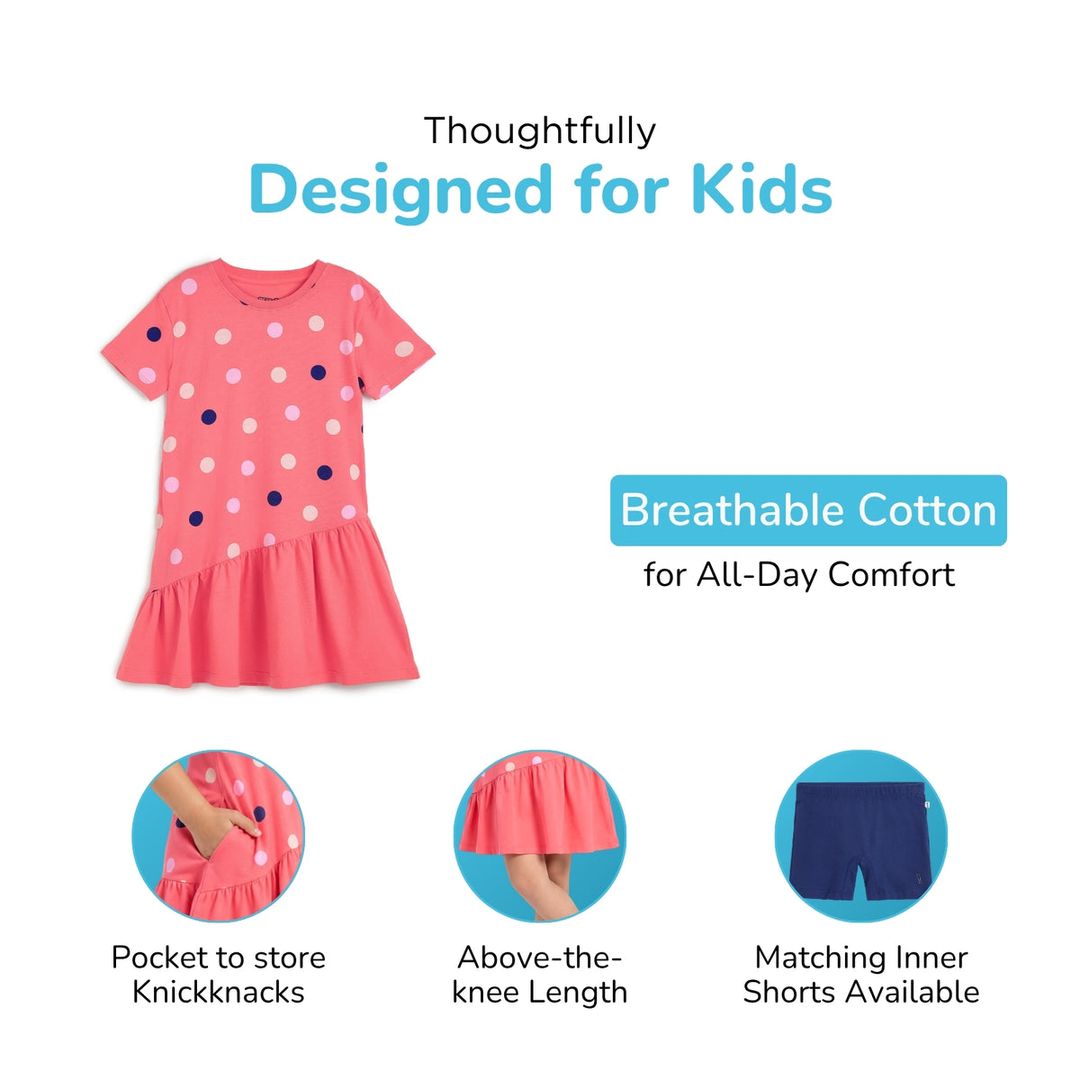 Coral Polka Dress