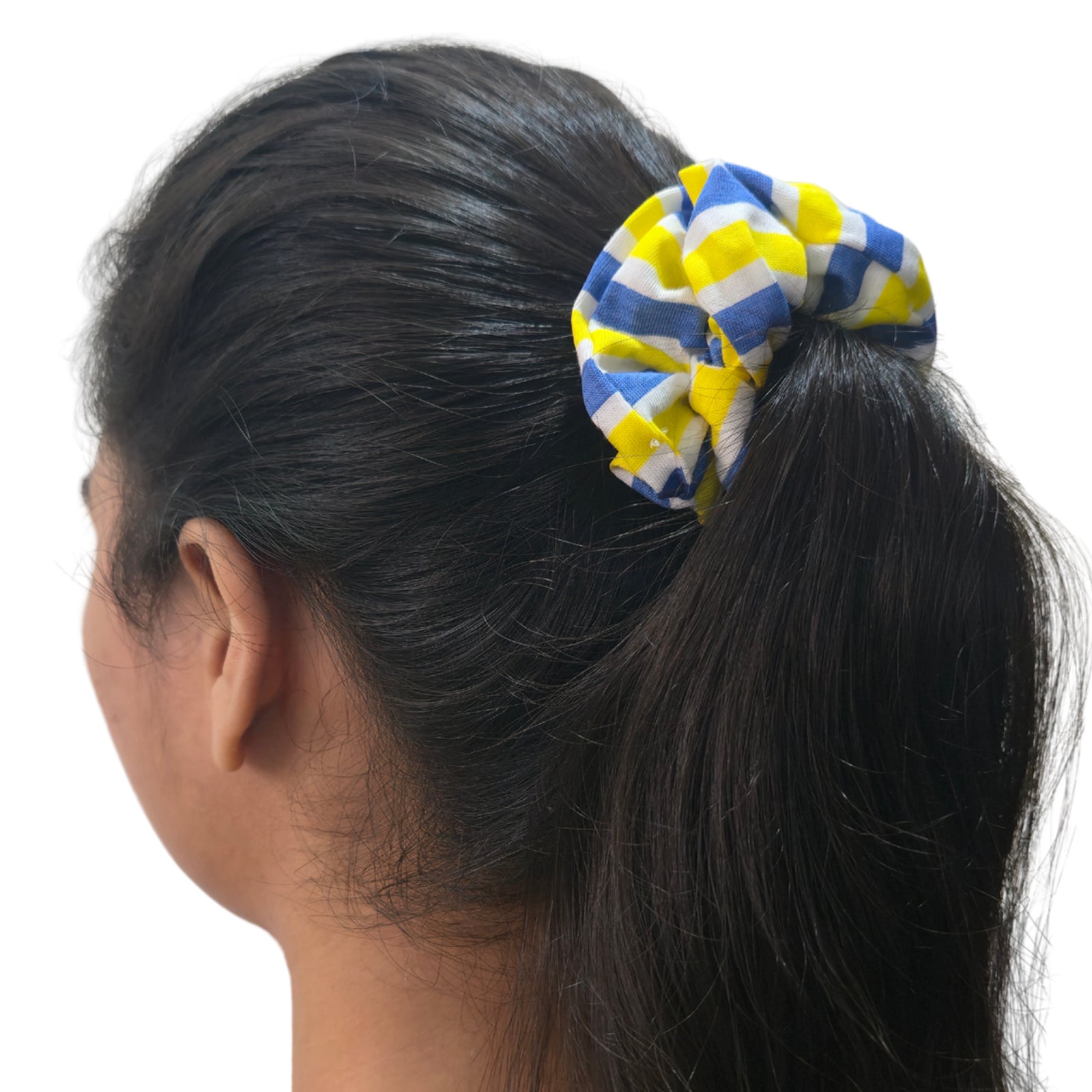 Yellow Blue Stripes Scrunchie