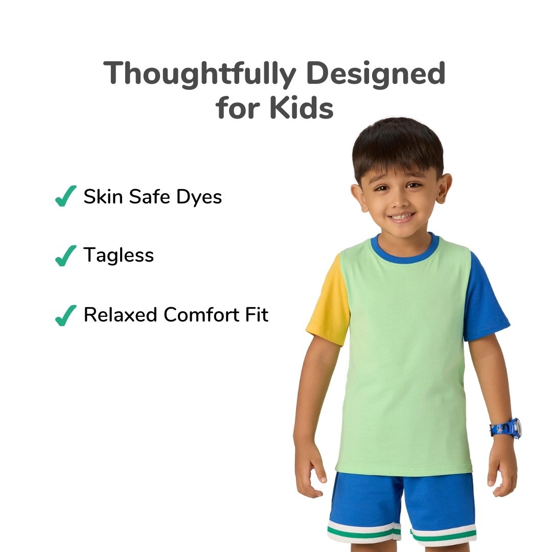 Green Colour-block Tshirt