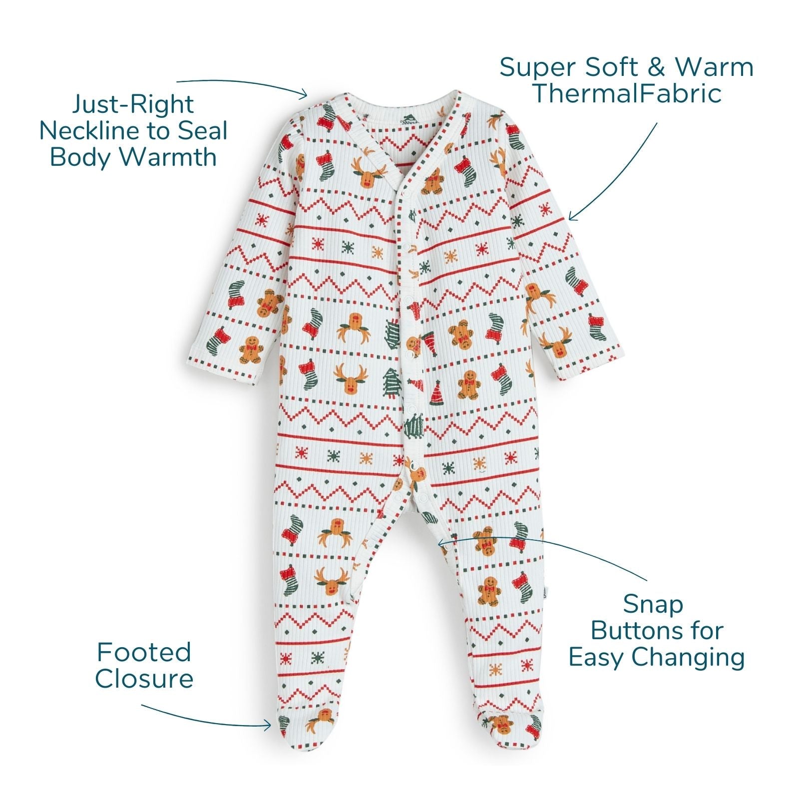 White Xmas Thermal Romper