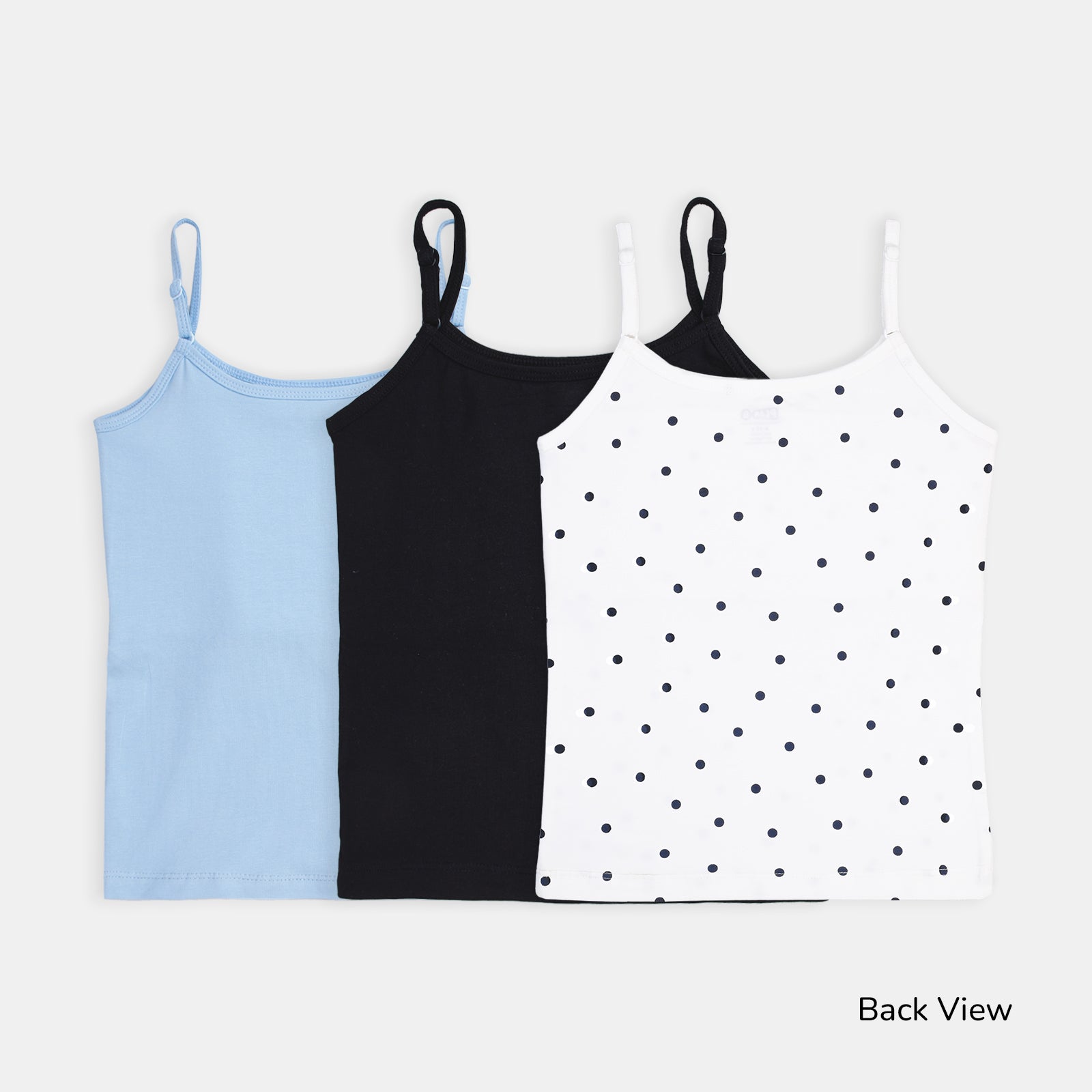 White Polka, Black & Blue 3-Pack Padded Camisoles