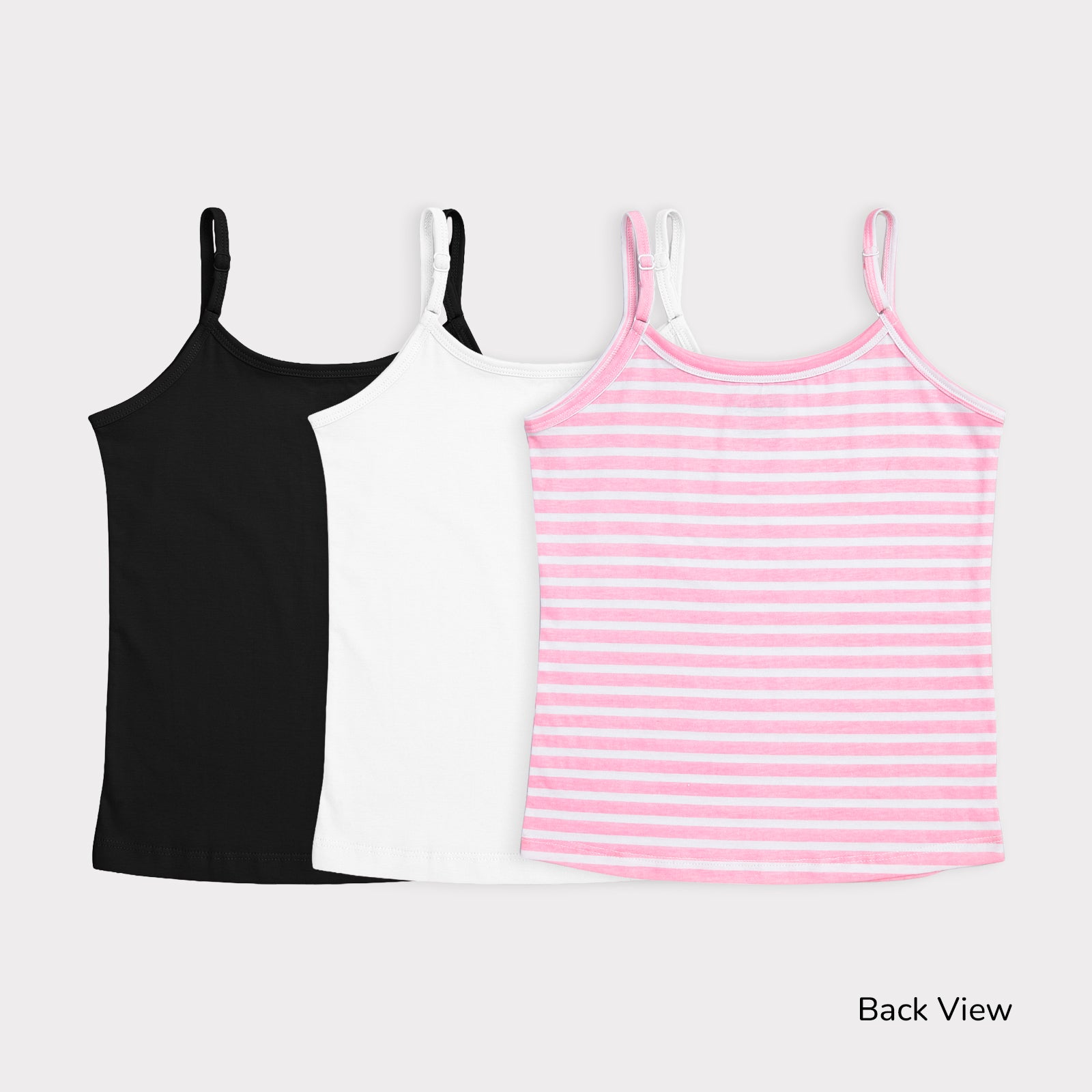 Black, White & Pink Stripes 3-Pack Camisoles