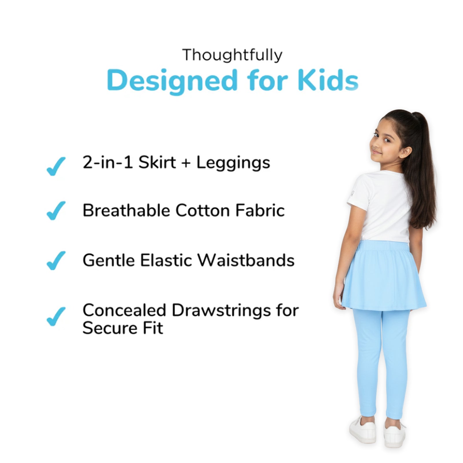 Blue Rainbow Skeggings & White T-shirt Set