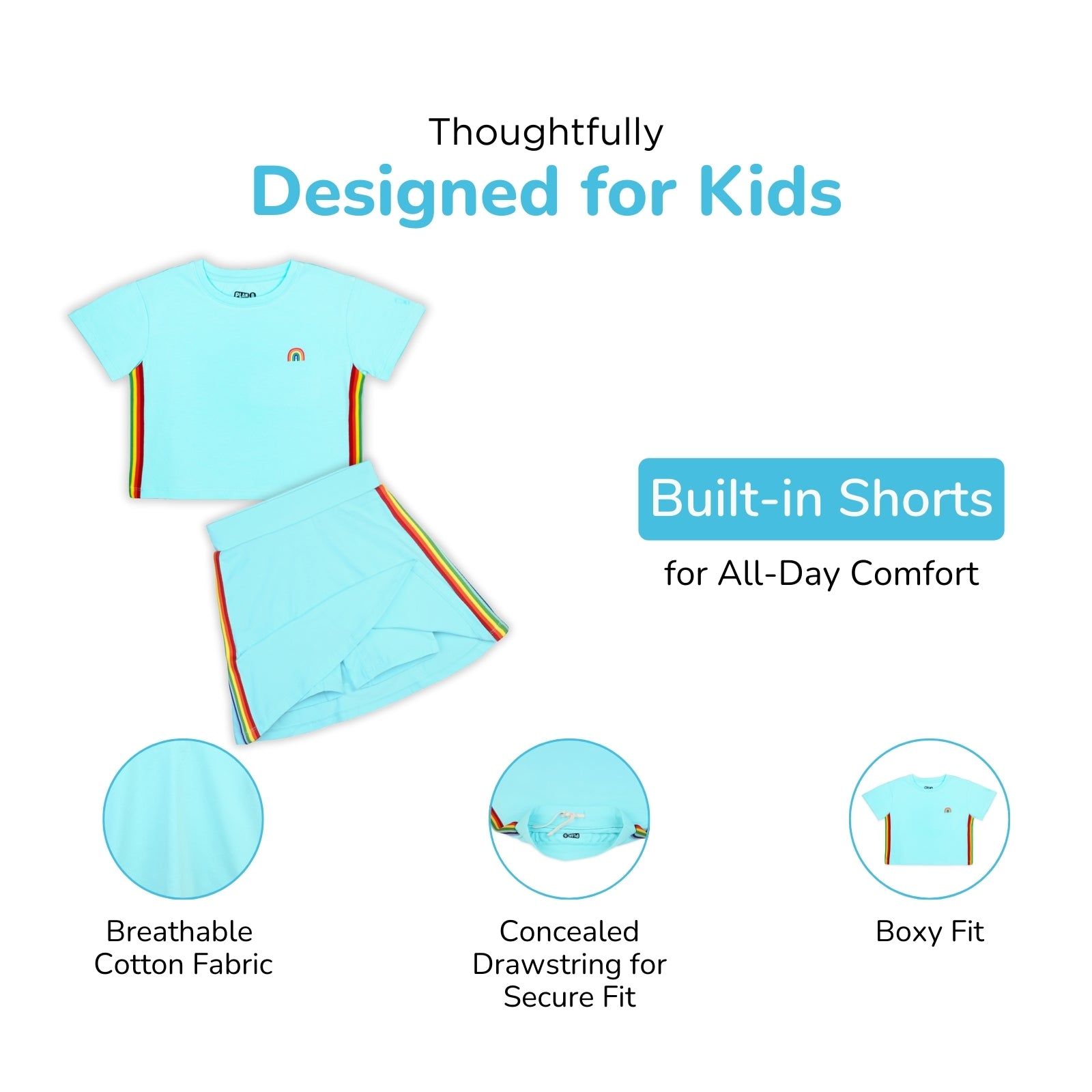 Blue Rainbow Skater Skirt & Top Set