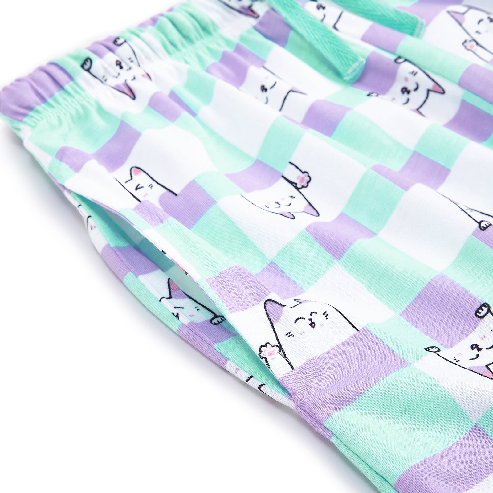 Green Cat Shorts Nightsuit