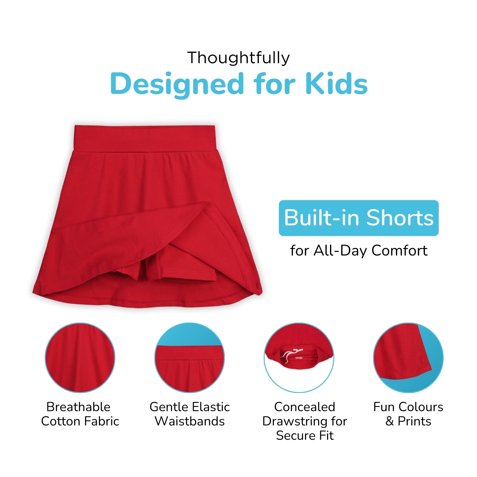 Red Skater Skirt with Inner Shorts