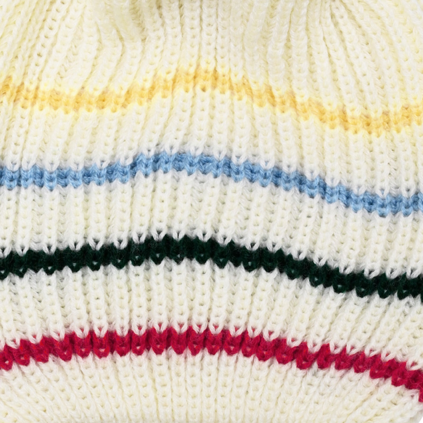 Cream Striped Knit Beanie