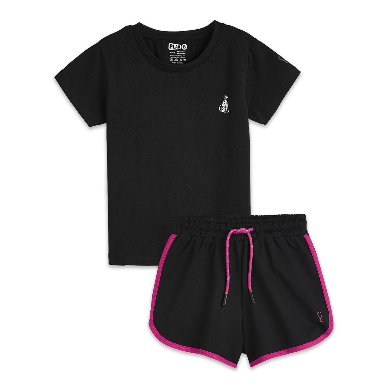 Black Tshirt and Black Runner Shorts Set 3-4 y