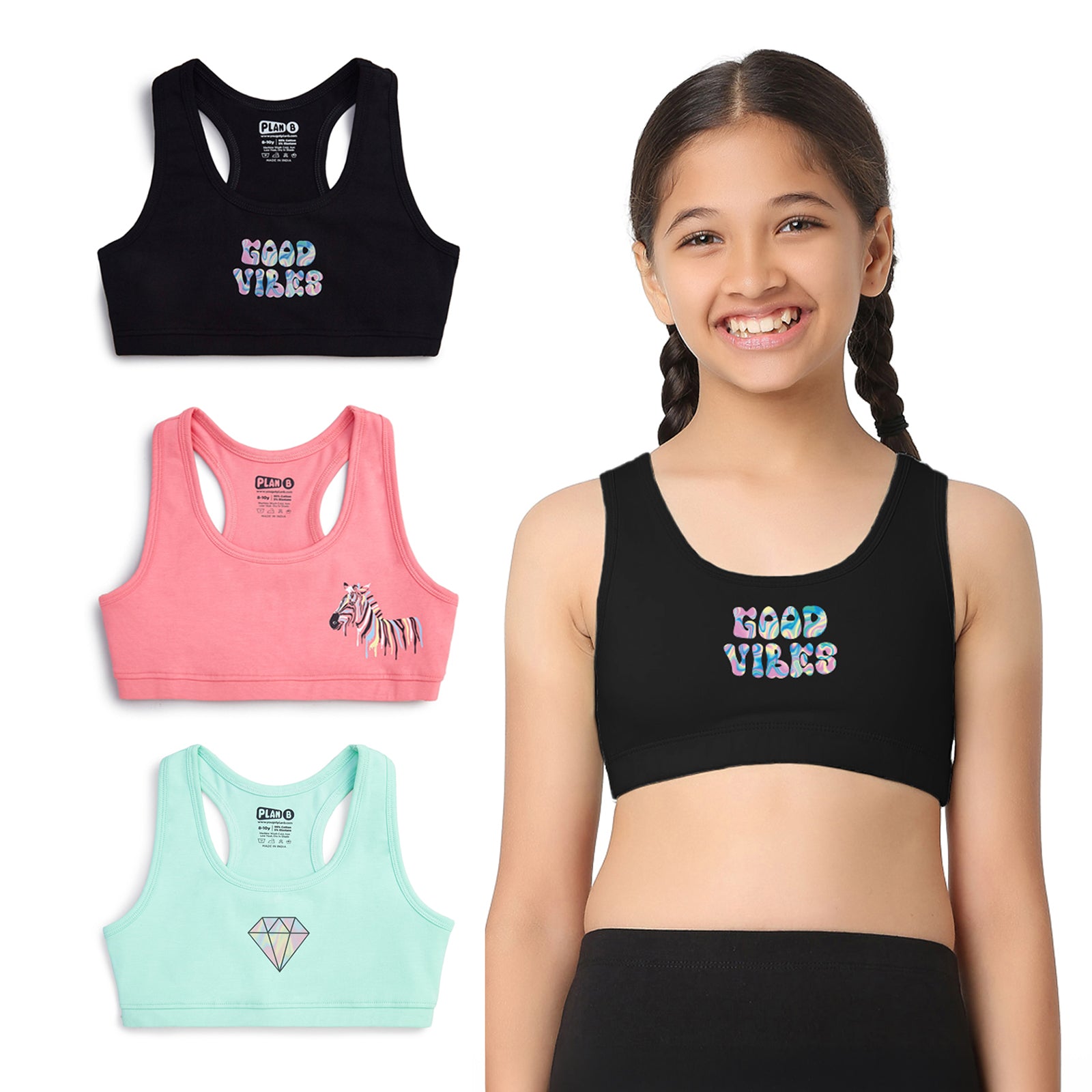Facets 3-Pack Double Layered Sports Bra - Racer Back