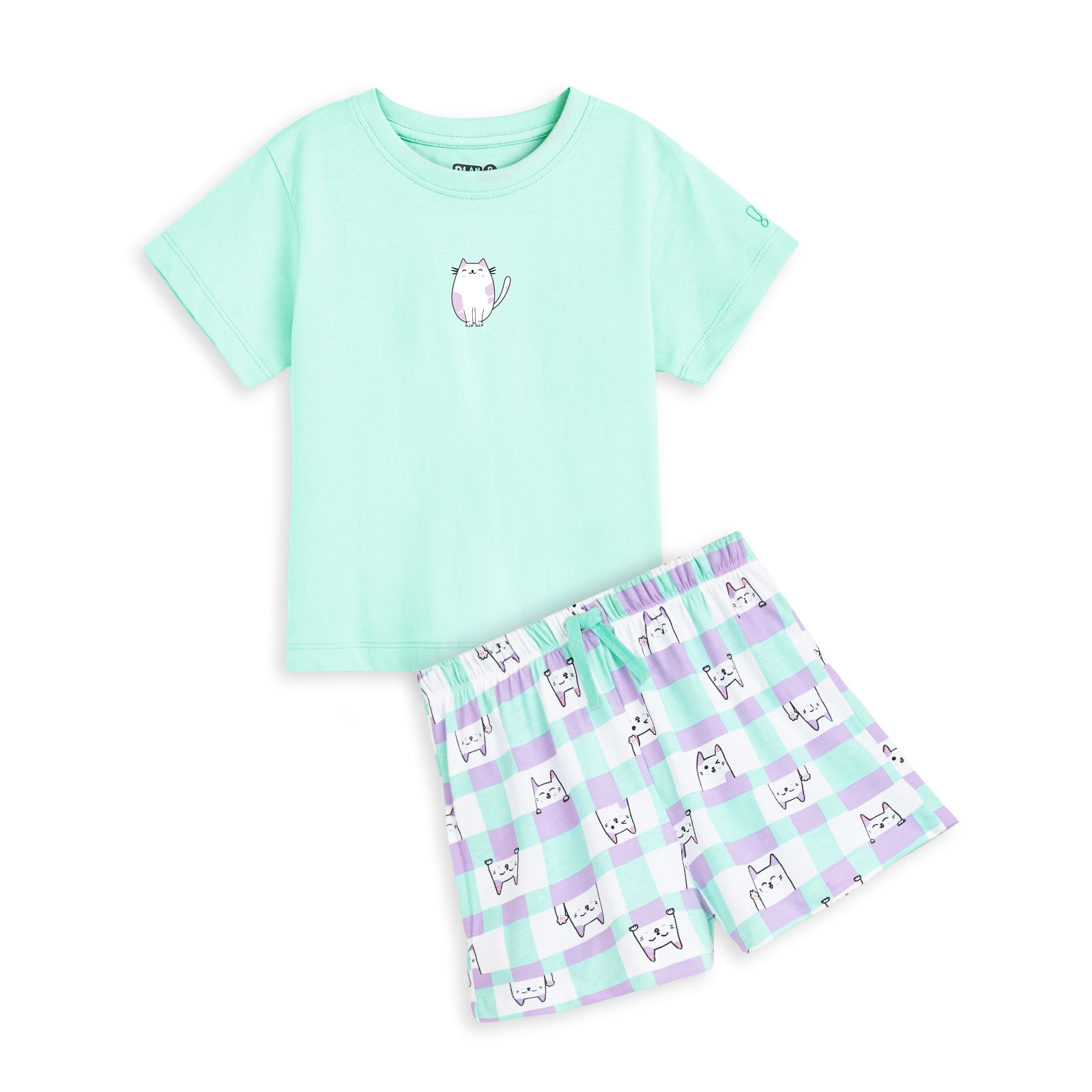 Green Cat Shorts Nightsuit