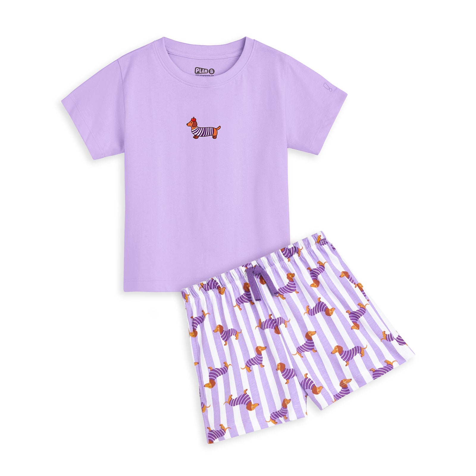 Lavender Doggy Shorts Nightsuit