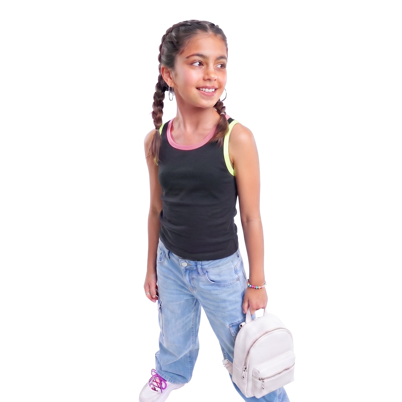 Neon Black Sleeveless Padded Top