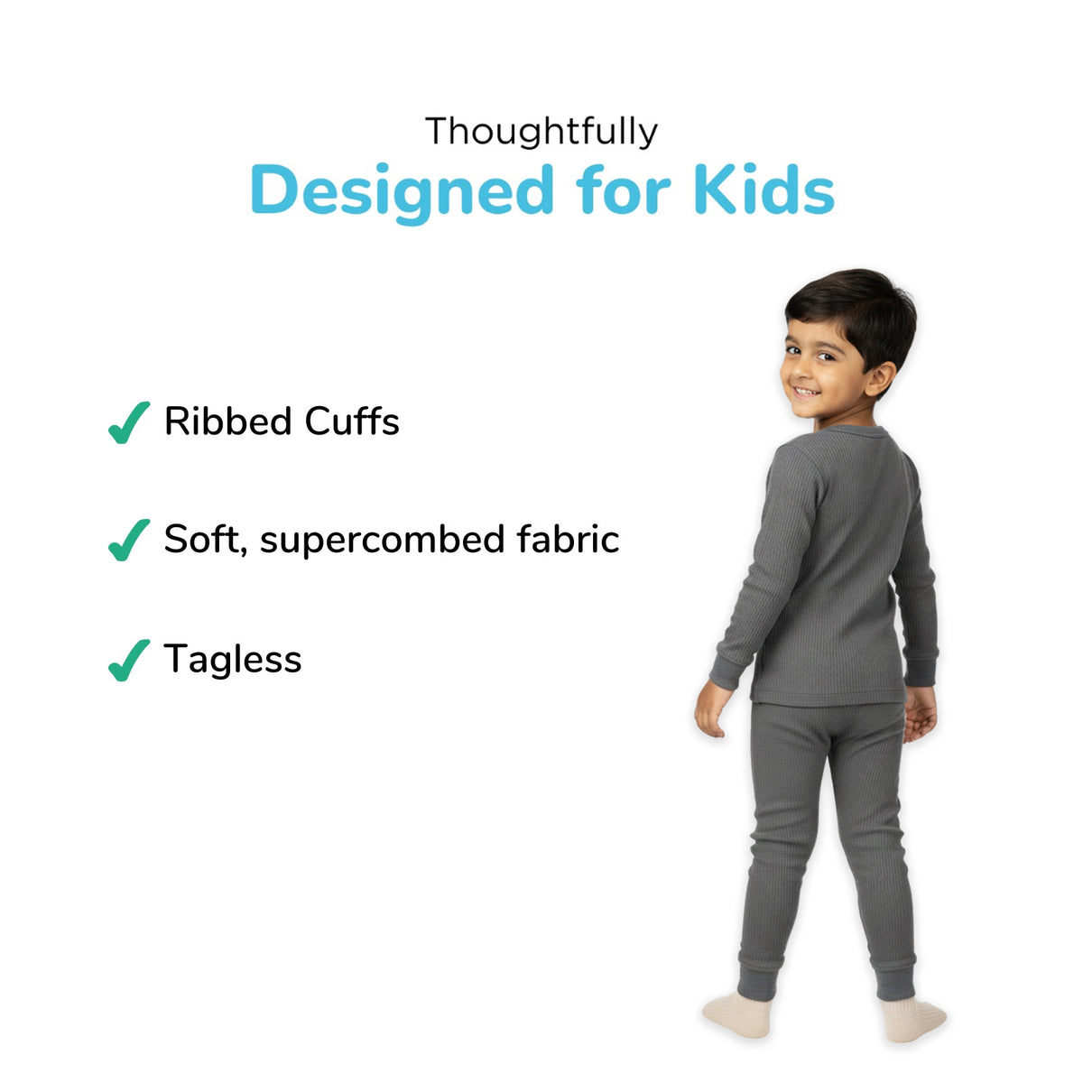 Grey Thermal Set For Boys