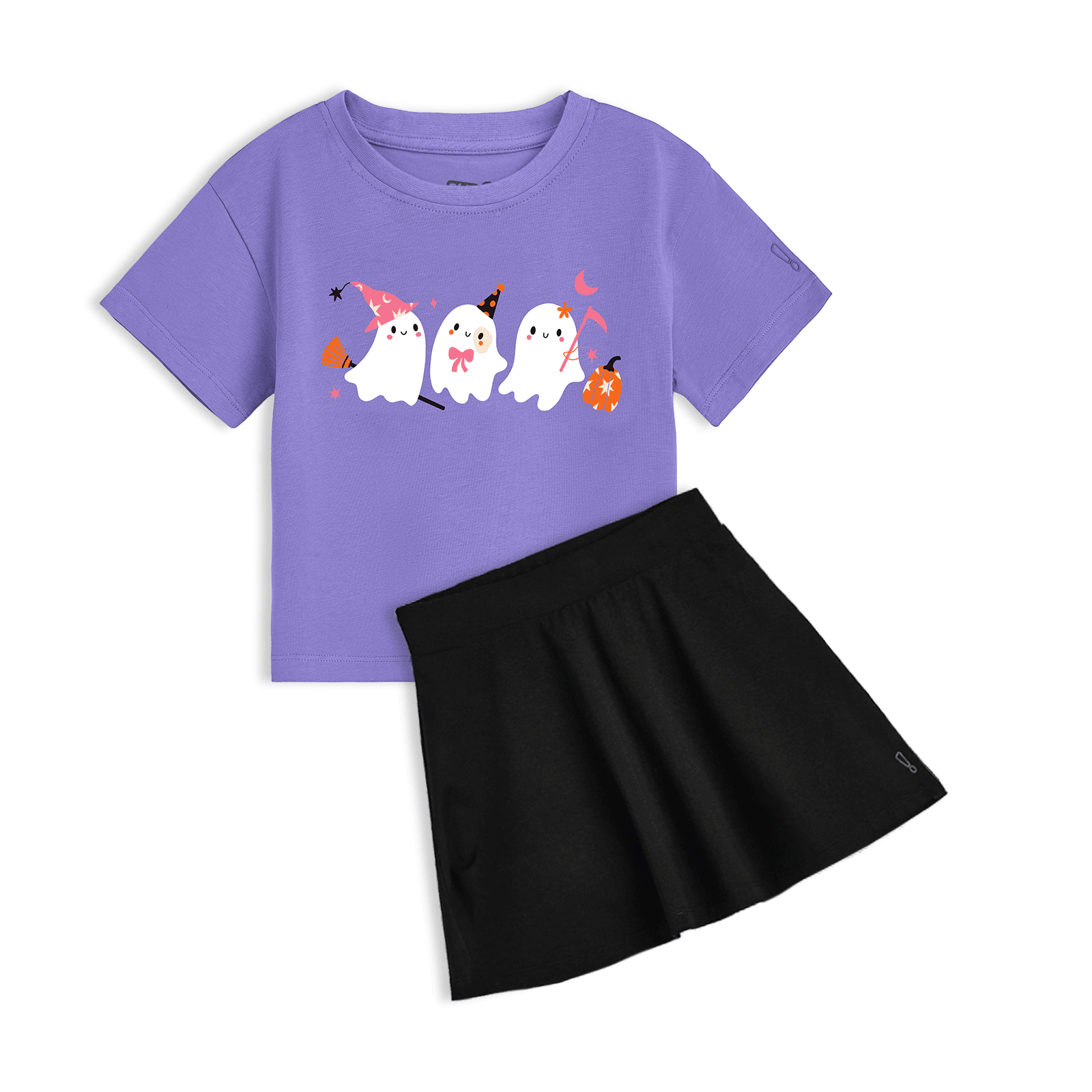 Black Skater Skirt & Halloween T-shirt Set