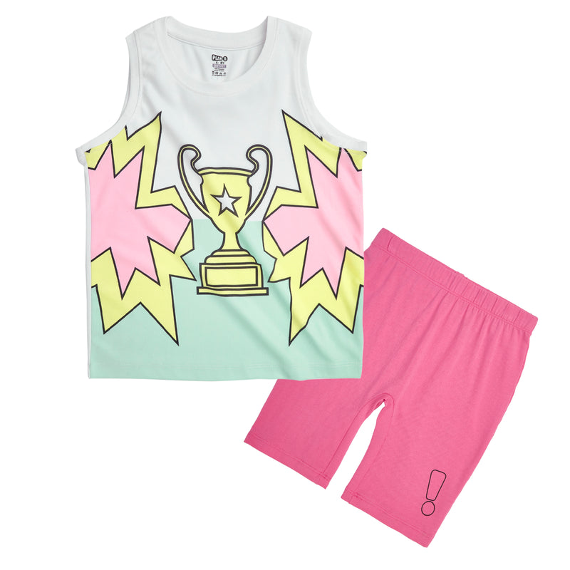Winner Dry Fit Tank & Pink Cycling Shorts Set