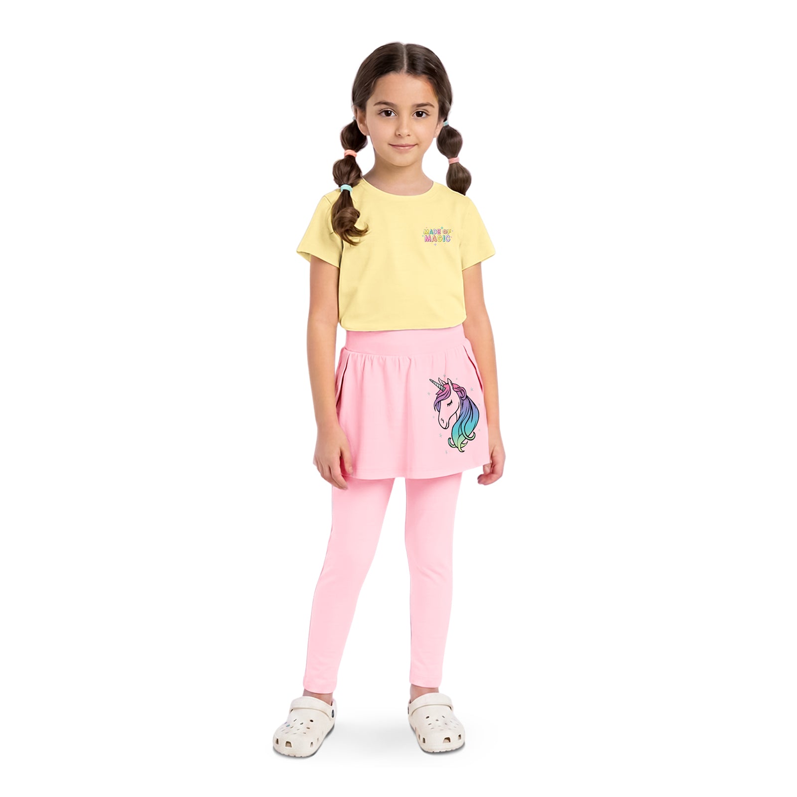 Pink Unicorn Skeggings & Yellow Magic T-shirt Set