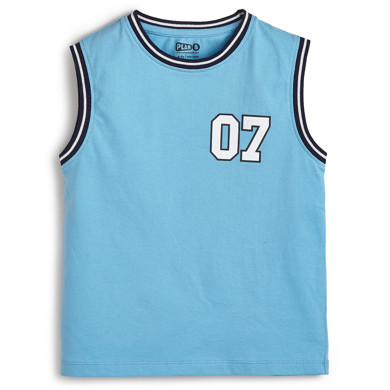 White T-shirt and Blue Varsity Vest with Yellow Shorts Set