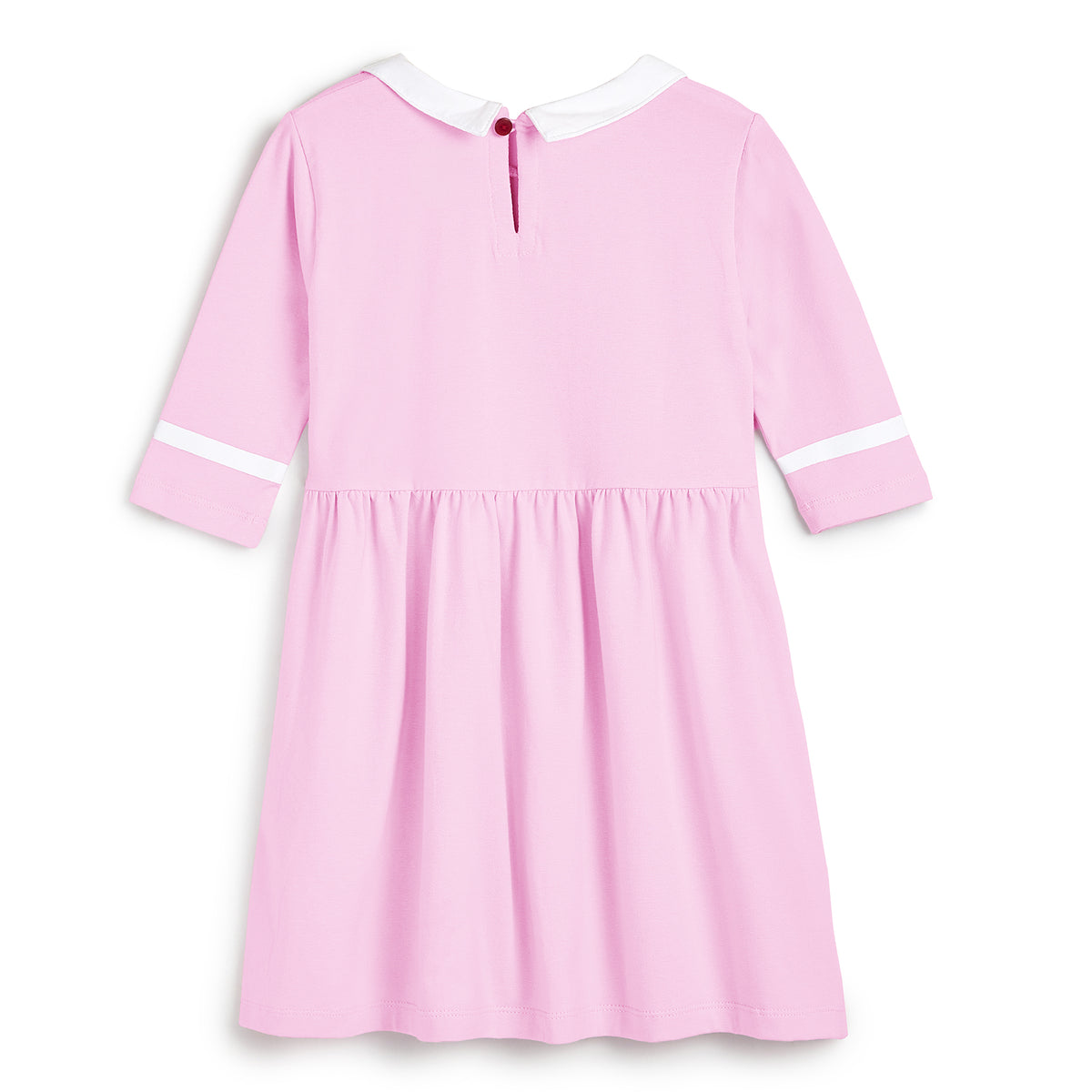 Pink Dress with White Peter Pan Collar and Mock Buttons