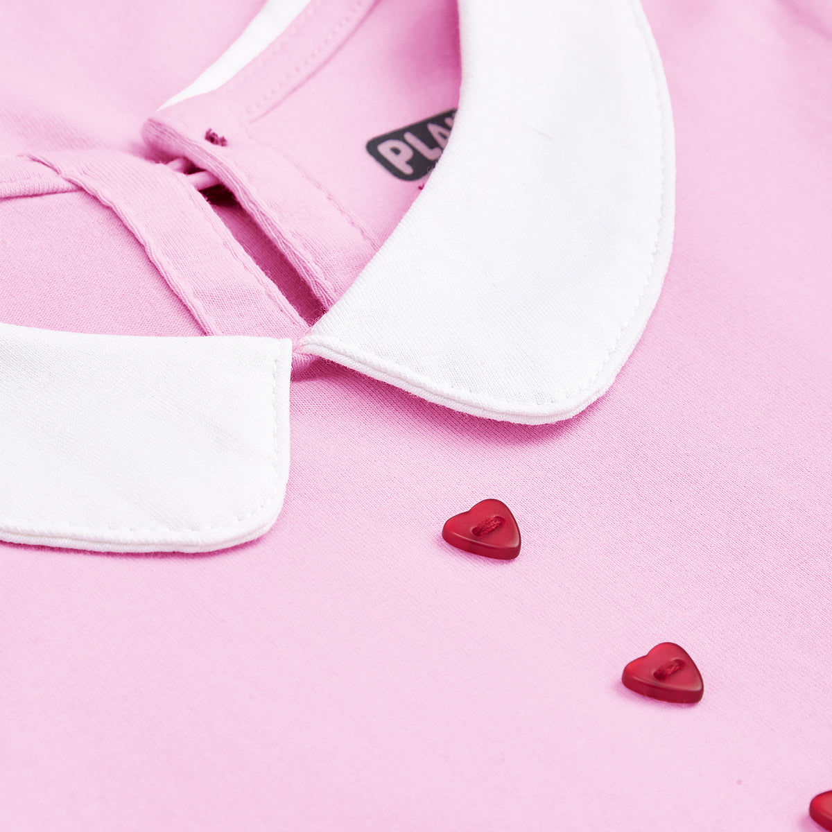 Pink Dress with White Peter Pan Collar and Mock Buttons