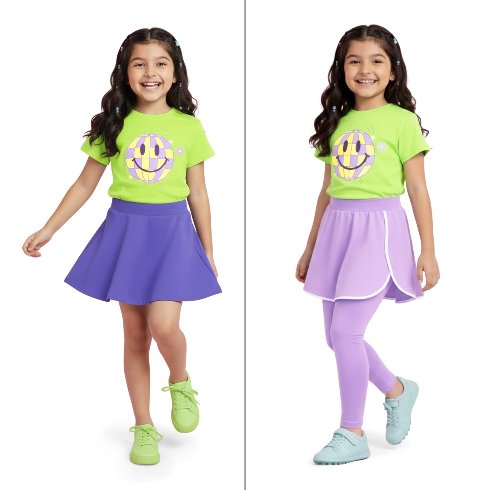 3-in-1 Skirt, Skegging & T-Shirt Set - Purple