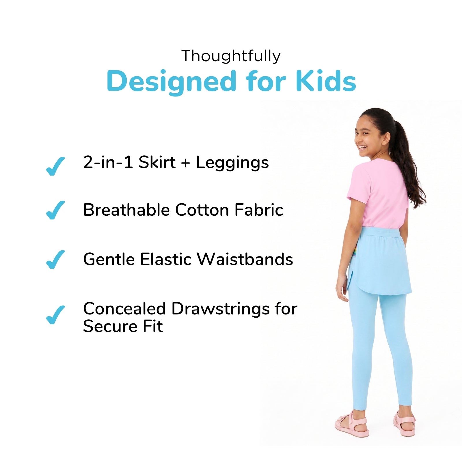 Blue Rainbow Skeggings & Pink T-shirt Set