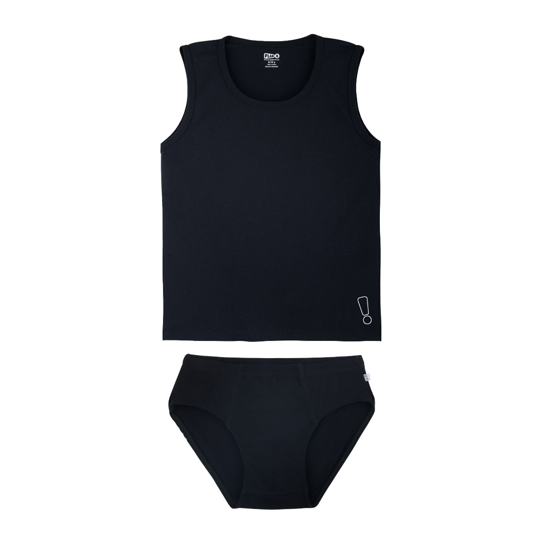 Black Sports Brief & Vest Set